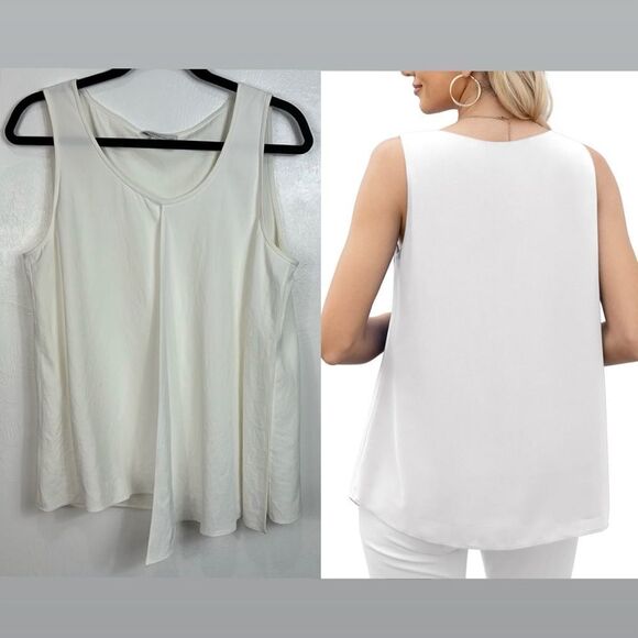WORTH New York White Sleeveless Scoop Neck Flowy Top Size 12 - Picture 1 of 9
